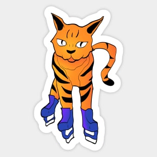 ice skating cat Sticker